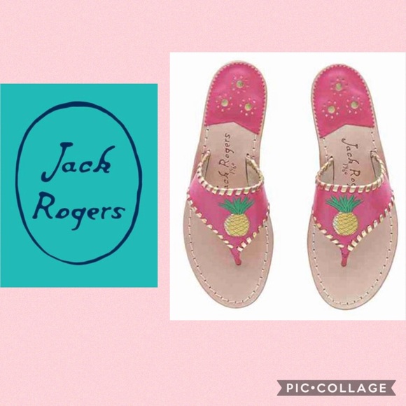 Jack Rogers Shoes - Pineapple Pink Jack Rogers with Gold Whipstitch